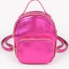 Compact Metallic Backpack with Glossy Finish