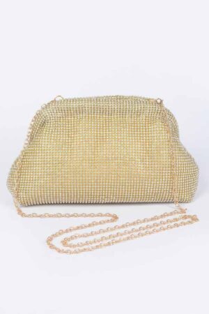 Rhinestone Party Clutch – Structured Metallic Accent