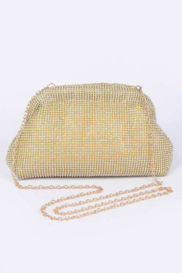 Rhinestone Party Clutch – Structured Metallic Accent