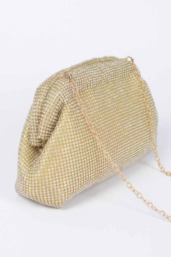 Rhinestone Party Clutch – Structured Metallic Accent