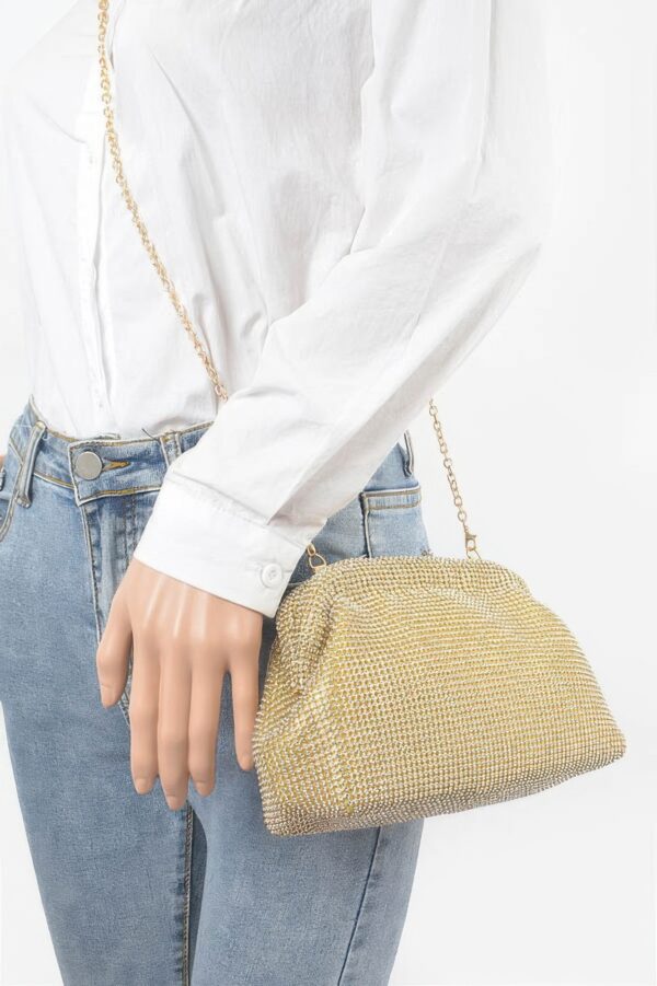 Rhinestone Party Clutch – Structured Metallic Accent