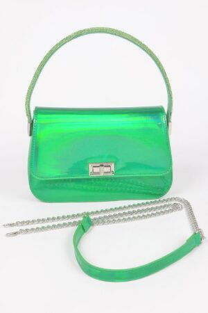 Hologram Mirror Top Handle Bag – Compact Glossy Handbag