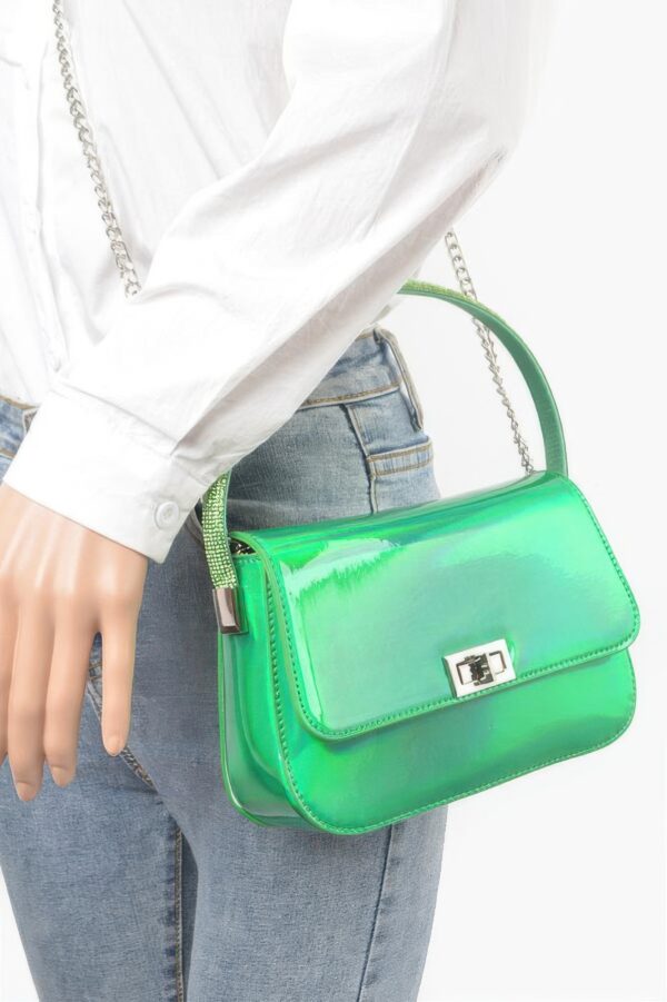 Hologram Mirror Top Handle Bag – Compact Glossy Handbag
