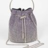 Ombre Rhinestone Bucket Bag with Drawstring