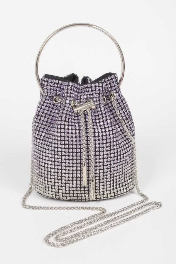 Ombre Rhinestone Bucket Bag with Drawstring