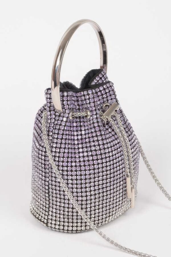 Ombre Rhinestone Bucket Bag with Drawstring