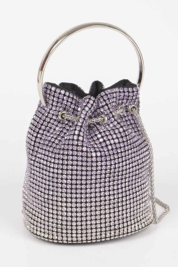Ombre Rhinestone Bucket Bag with Drawstring
