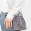 Ombre Rhinestone Bucket Bag with Drawstring
