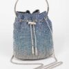 Ombre Rhinestone Bucket Bag with Drawstring