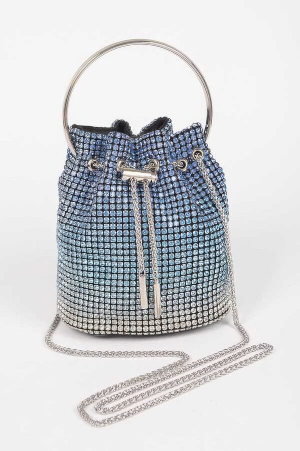 Ombre Rhinestone Bucket Bag with Drawstring