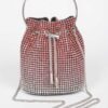 Ombre Rhinestone Bucket Bag with Drawstring