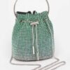 Ombre Rhinestone Bucket Bag with Drawstring