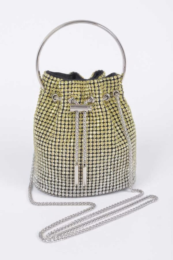 Ombre Rhinestone Bucket Bag with Drawstring