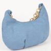 Denim Rhinestone-Stud Chain Handle Compact Bag