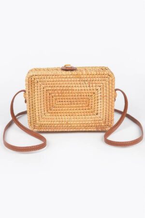 Bamboo Box Crossbody Bag – Structured Natural Finish
