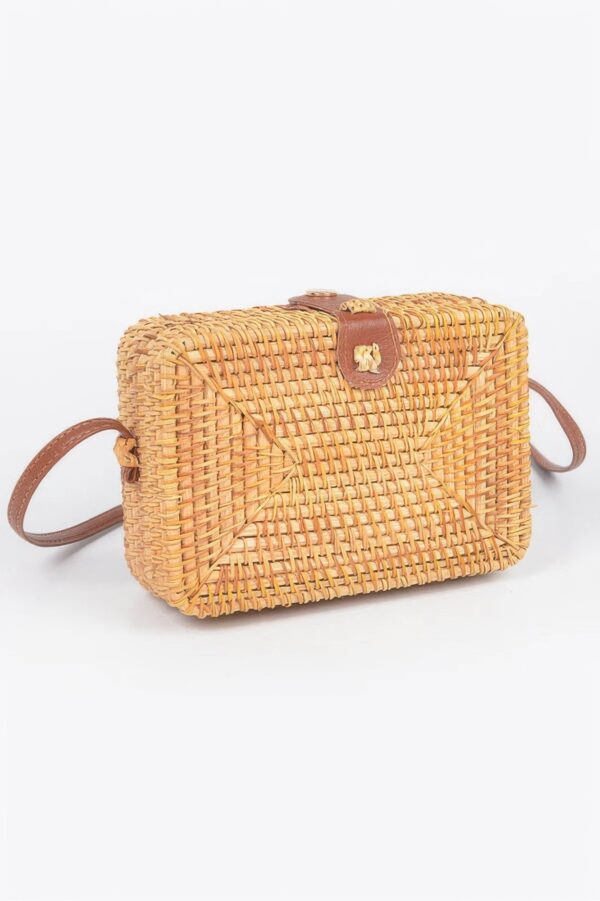Bamboo Box Crossbody Bag – Structured Natural Finish