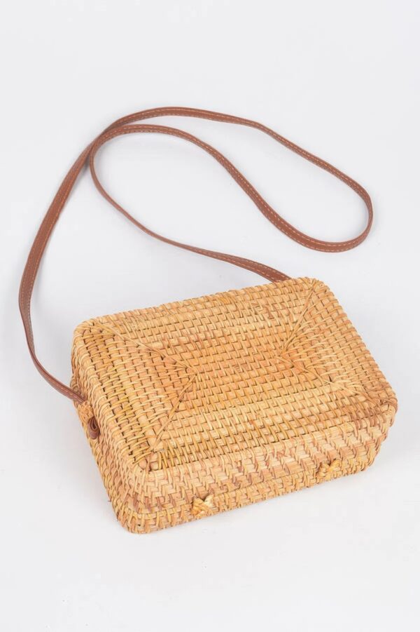 Bamboo Box Crossbody Bag – Structured Natural Finish