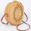 Round Bamboo Crossbody Bag – Natural Finish