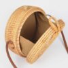 Round Bamboo Crossbody Bag – Natural Finish