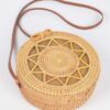 Round Bamboo Crossbody Bag – Natural Finish