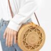 Round Bamboo Crossbody Bag – Natural Finish