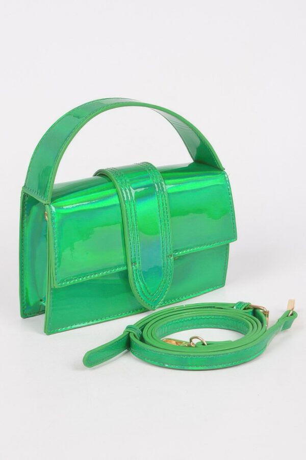 Metallic Top Handle Crossbody Bag – Structured Mini