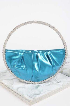 Luna Metallic Crescent Bag with Stone Handle