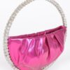 Luna Metallic Crescent Bag with Stone Handle