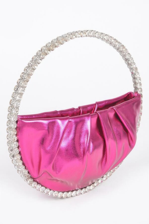 Luna Metallic Crescent Bag with Stone Handle