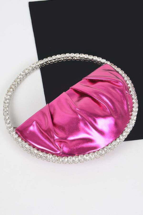 Luna Metallic Crescent Bag with Stone Handle