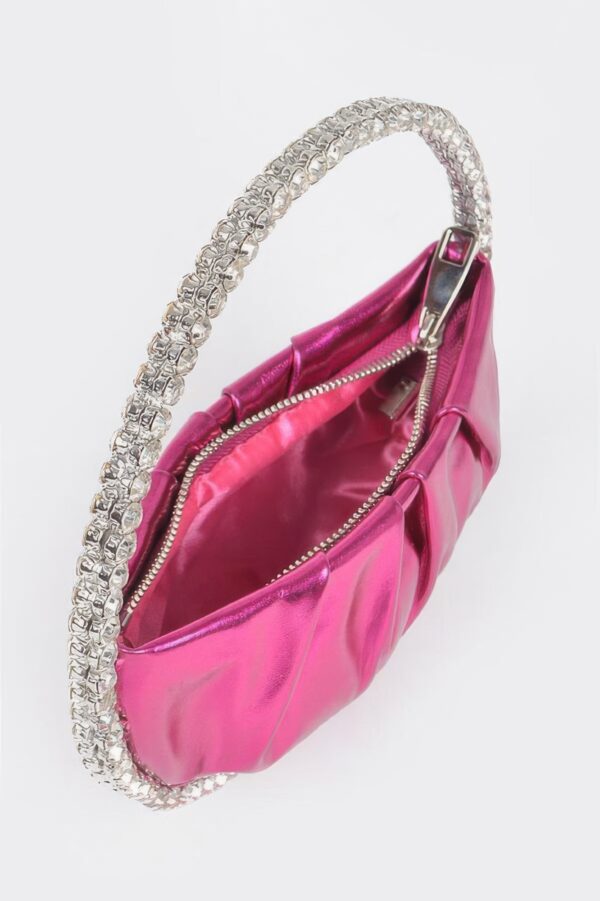 Luna Metallic Crescent Bag with Stone Handle