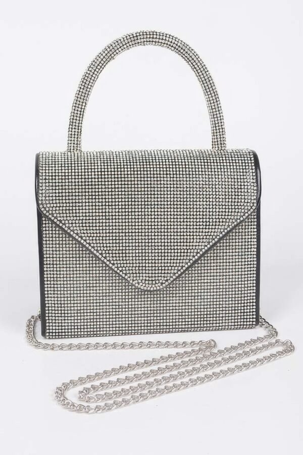 Rhinestone Top-Handle Crossbody Bag – Structured Sparkle