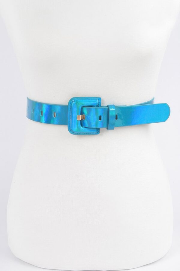 Hologram Metallic Slim Belt – Glossy Holographic Finish