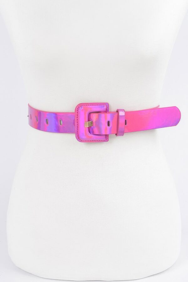 Hologram Metallic Slim Belt – Glossy Holographic Finish