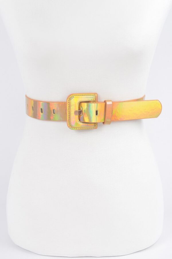 Hologram Metallic Slim Belt – Glossy Holographic Finish