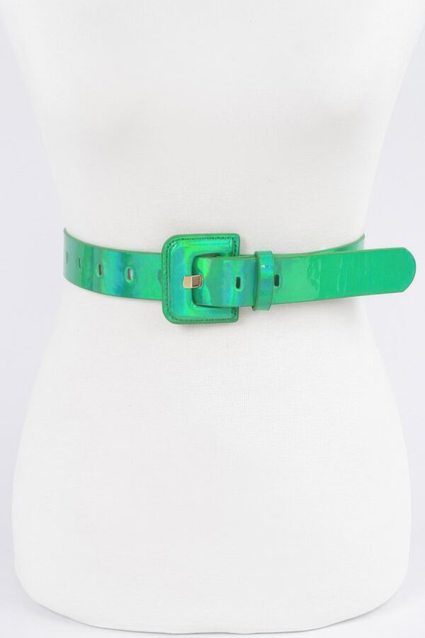 Hologram Metallic Slim Belt – Glossy Holographic Finish