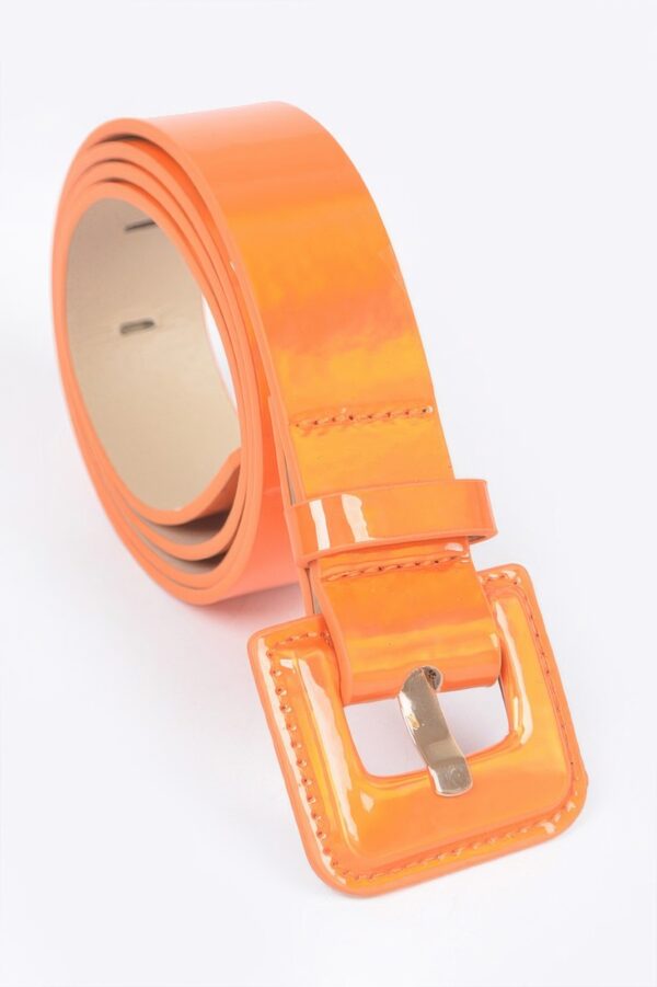 Hologram Metallic Slim Belt – Glossy Holographic Finish