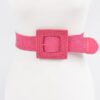 Square Straw Buckle Belt – Wide Elastic Waist Cinch