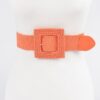 Square Straw Buckle Belt – Wide Elastic Waist Cinch