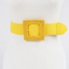 Square Straw Buckle Belt – Wide Elastic Waist Cinch