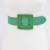Square Straw Buckle Belt – Wide Elastic Waist Cinch