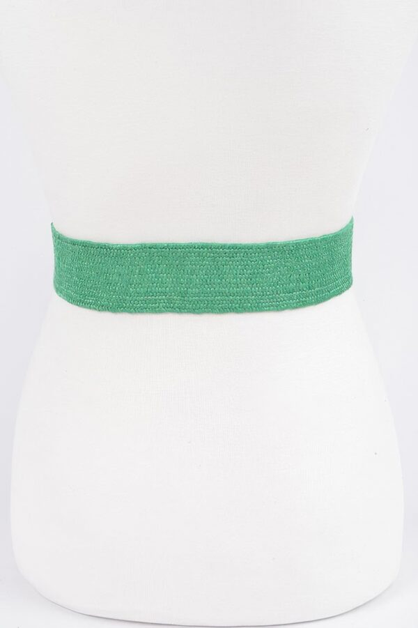 Square Straw Buckle Belt – Wide Elastic Waist Cinch