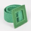 Square Straw Buckle Belt – Wide Elastic Waist Cinch