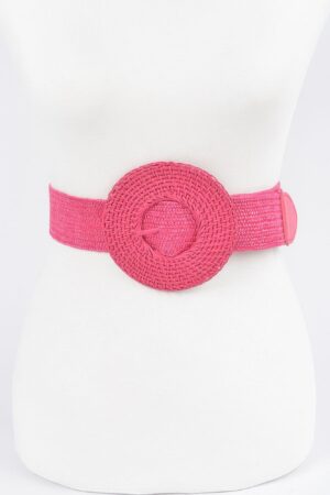Handmade Round Bamboo Buckle Elastic Belt