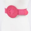 Handmade Round Bamboo Buckle Elastic Belt