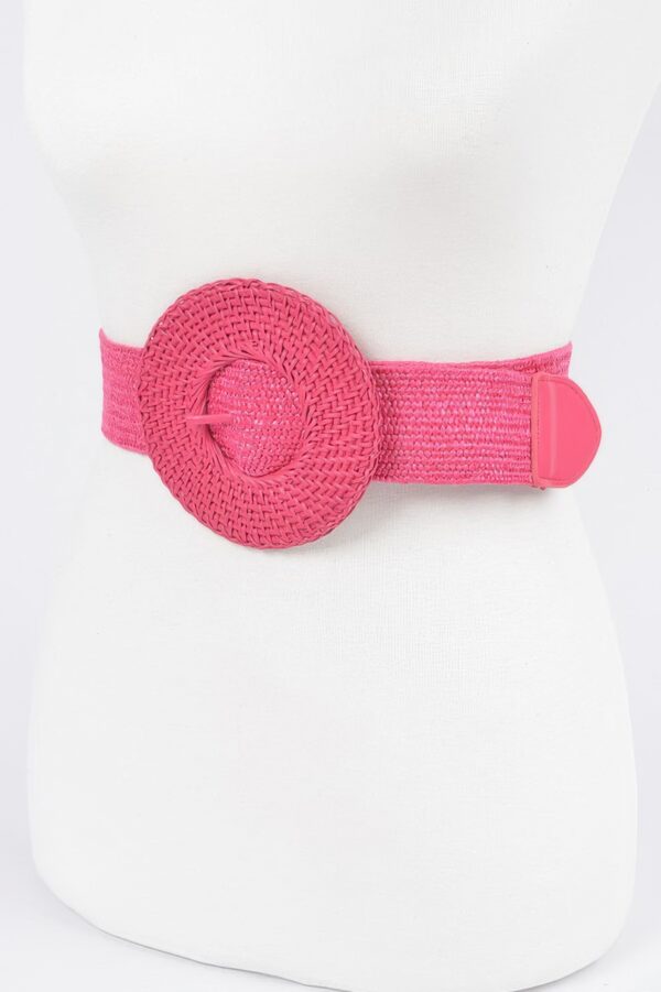 Handmade Round Bamboo Buckle Elastic Belt