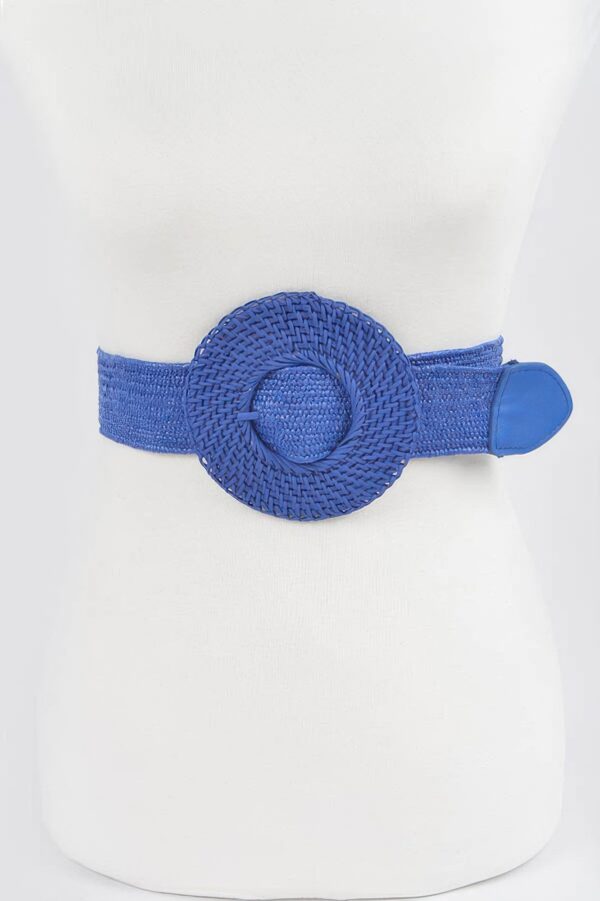 Handmade Round Bamboo Buckle Elastic Belt