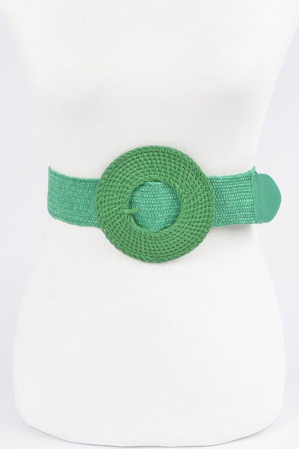 Handmade Round Bamboo Buckle Elastic Belt