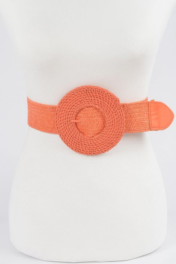 Handmade Round Bamboo Buckle Elastic Belt