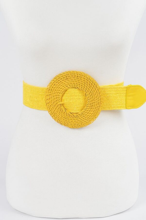 Handmade Round Bamboo Buckle Elastic Belt